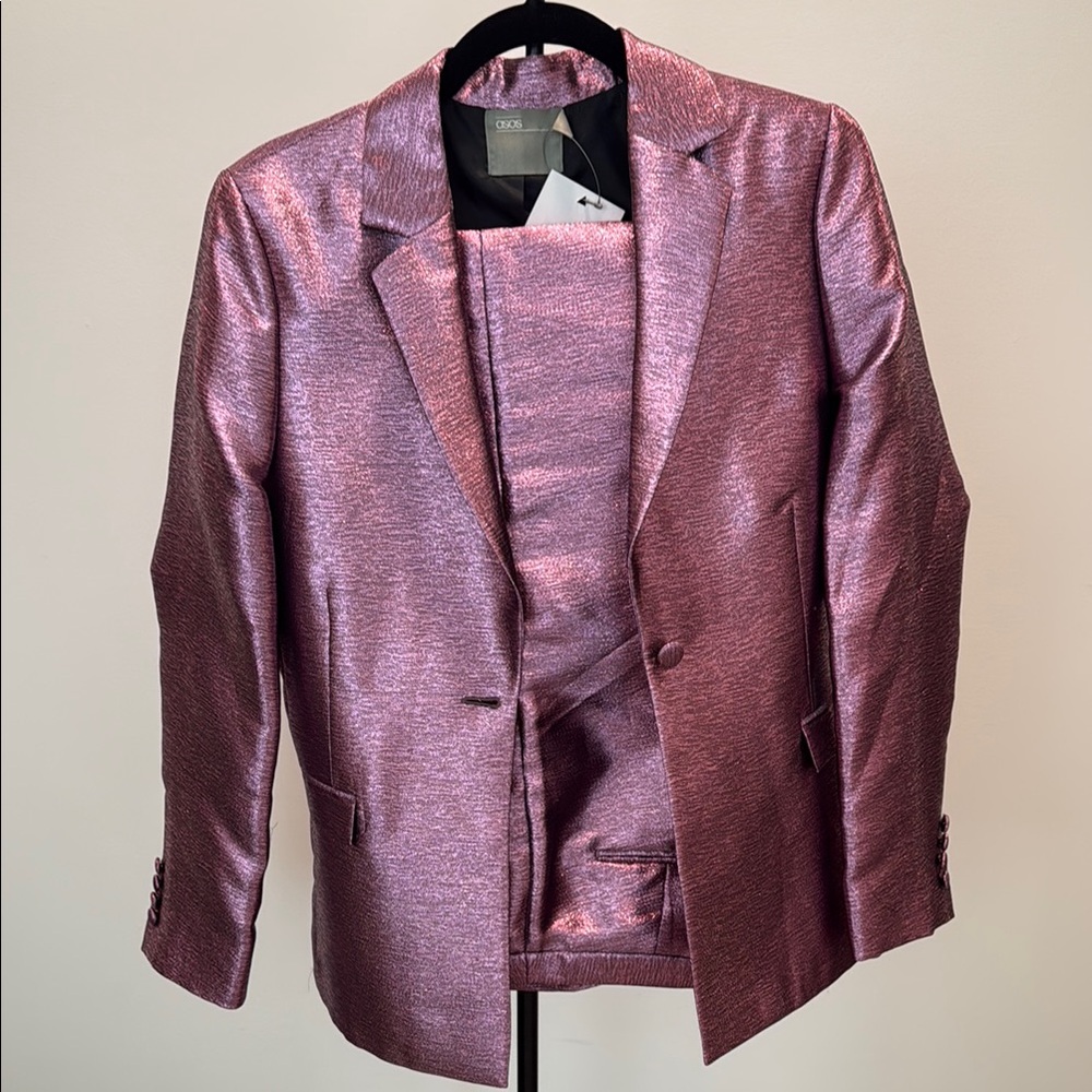 ASOS Metallic Pink Blazer with Pants